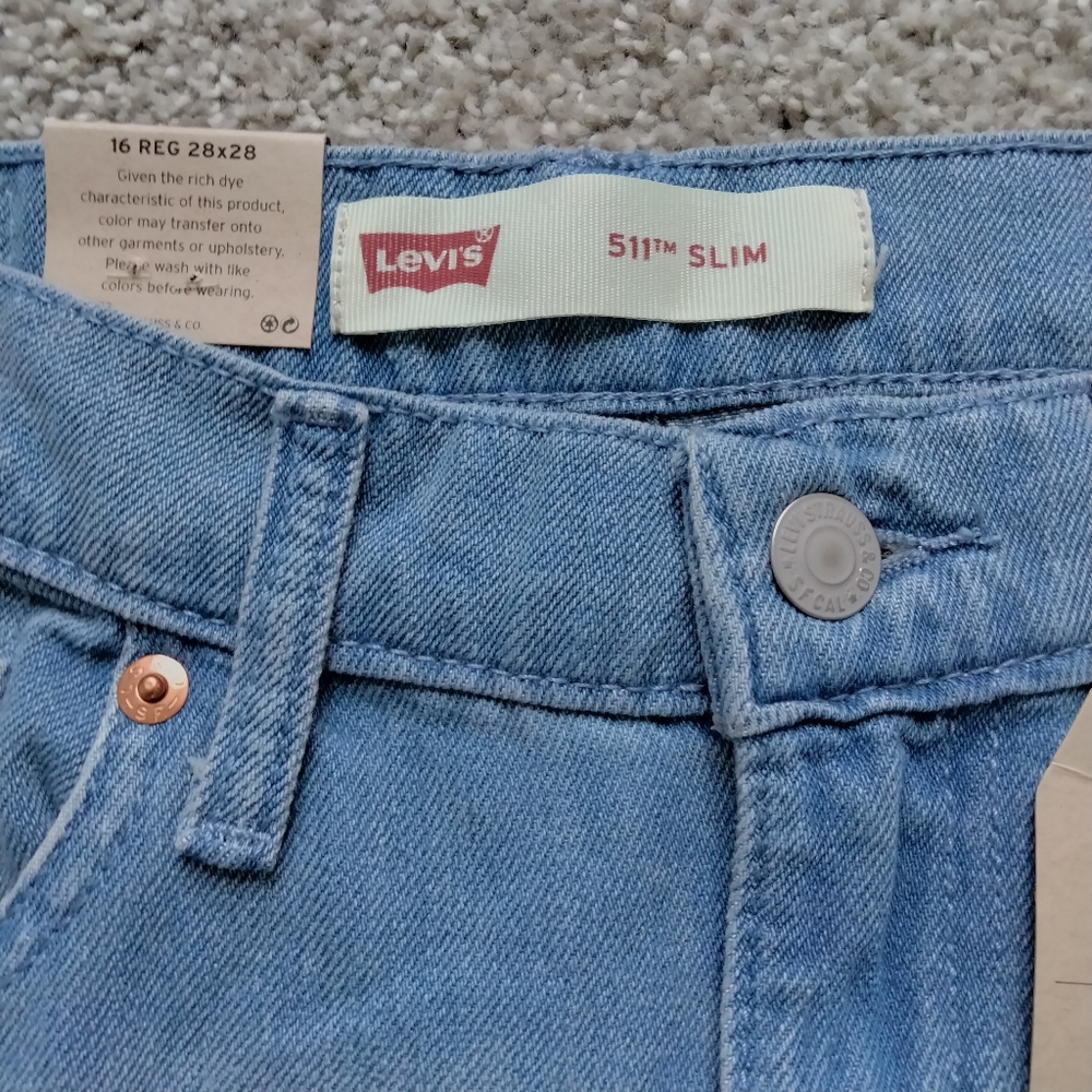 NWT 16 Reg Levi's 511 Slim Stretch Light Wash Jeans - Picture 3 of 11